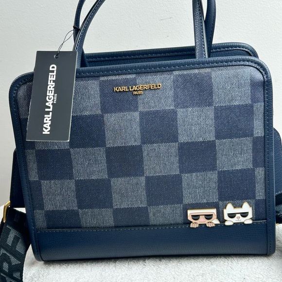 Karl Lagerfeld Blue Crossbody Satchel Bag NWT - Picture 3 of 16